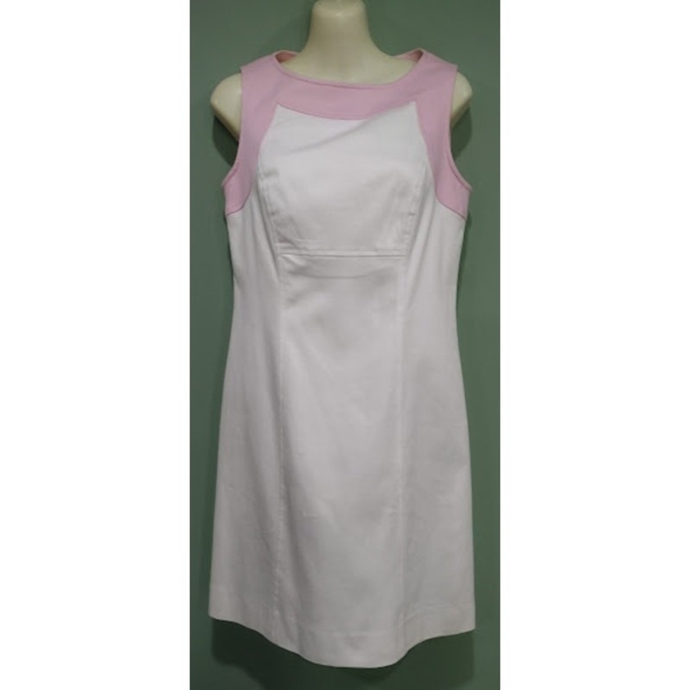 Donna Degnan Sleeveless Dress, Pinkβ and White, Size 4